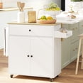 thumbnail image 2 of HOMCOM Kitchen Island with Drop Leaf and Adjustable Shelf, White, 2 of 10