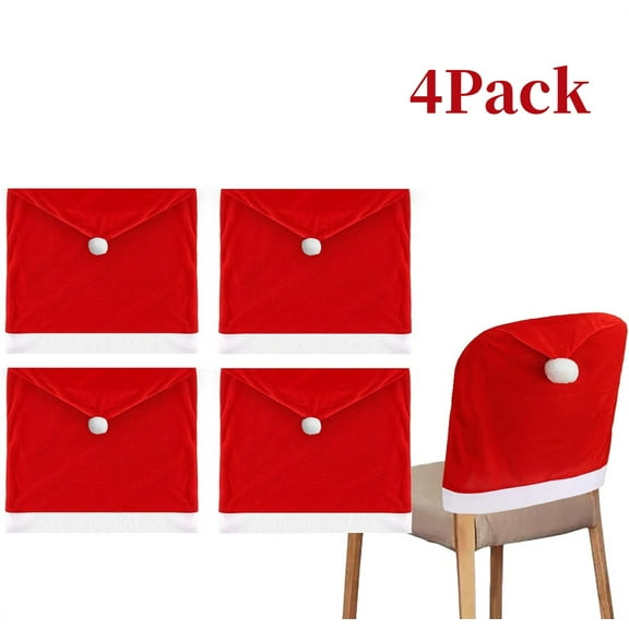 Red Santa Hat Dining Chair Slipcovers,Christmas Chair Cover Set,Dining Chairs Covers,Elastic Chair Back Protective Covers,Christmas Table Decorations,for Home Decoration