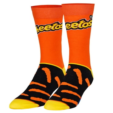 ODD SOX, Cheetos, Nacho Snack Chips, Funny Crew Socks for Men & Women, Large