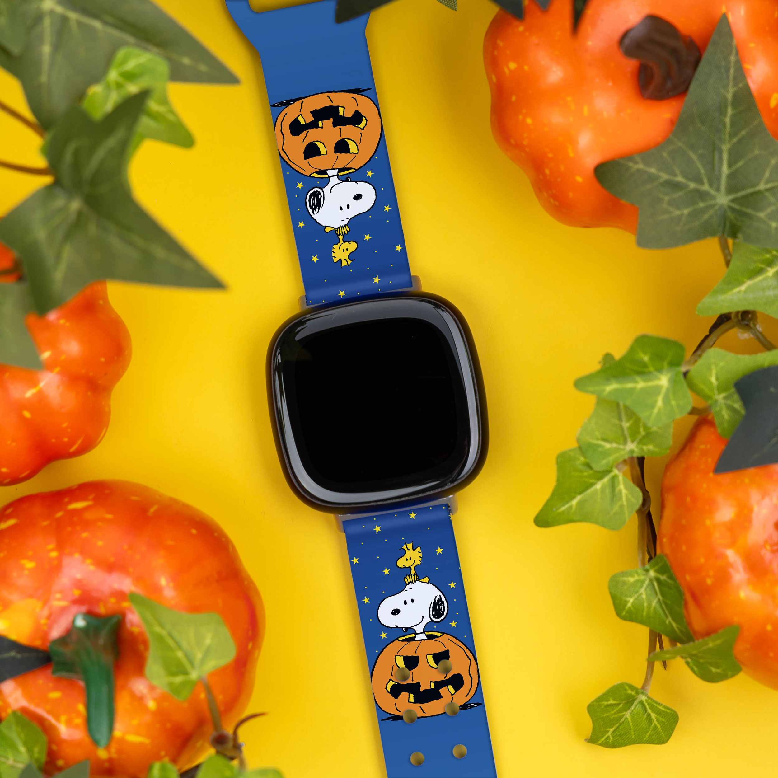 Peanuts Halloween HD Unisex Watch Band Compatible with FitBit Versa 3 & Sense (20mm Long Jack-o-Lantern) by Affinity Bands