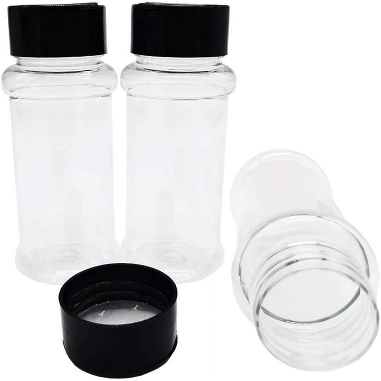 Plastic Spice Jars - 2 oz, Unlined, Black Cap - ULINE - Qty of 48 - S-22045BL
