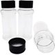 thumbnail image 3 of Juego de 16 botellas de plástico para especias de 100 ml (3,4 oz), recipientes vacíos con tapa negra, recipientes transparentes reutilizables para especias, hierbas, polvos y purpurina., 3 of 5