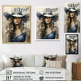 thumbnail image 4 of Designart "Minimalist Blue Cowgirl Artwork II" Cowgirls Floater Framed Canvas Wall Art, 4 of 5