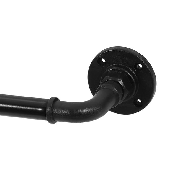 Turquoize Adjustable Spliced Industrial Pipe Single Curtain Rods for Bedroom Diameter 0.75,16.2-90.6",Black