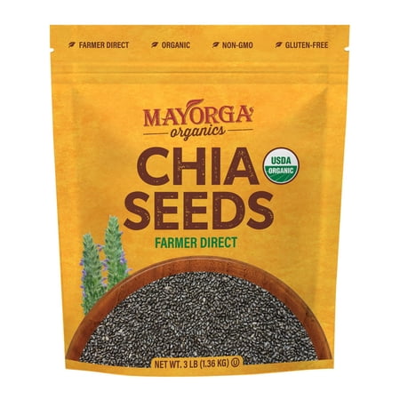 Organic Chia Seeds, 3lb Resealable Bag | Superfood w/Plant-Based 3 & Vegan Protein | USDA Certified, Gluten-Free, Non-GMO, Direct Trade, Kosher | Add to Breakfast, Oats & More