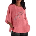 thumbnail image 2 of Fiudx Liquidación de Ahorros de Verano Camiseta Informal de Manga Corta con Cuello Redondo y Estampado para Mujer a La Moda, 2 of 4