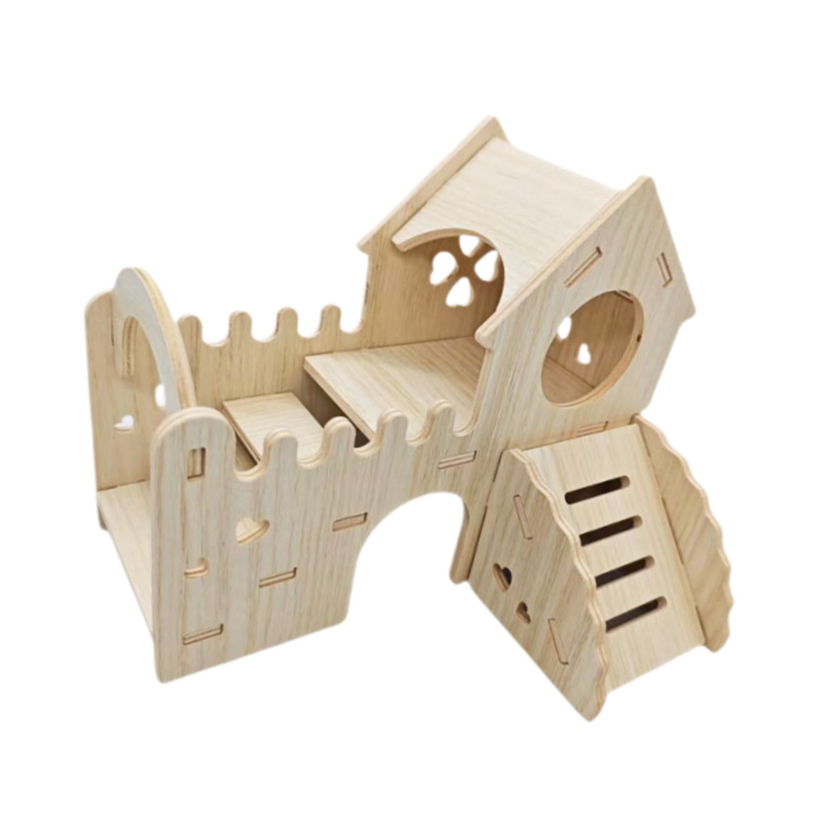 oshhni Wooden Hamster Hideout House Cage Accessories for Rat Small Animals Lemmings