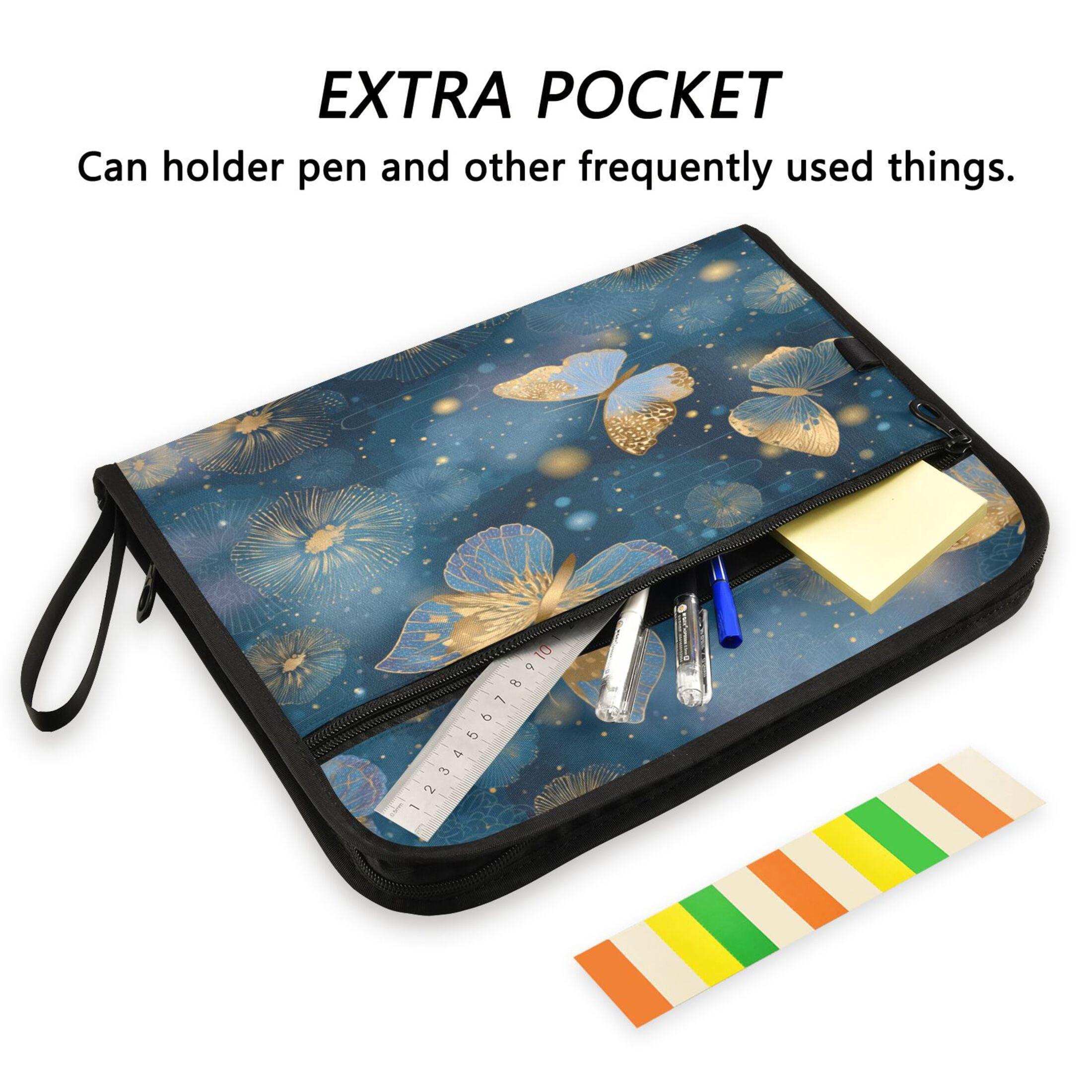 Organ Folder 14.2 x 0.8 x 10.6 Inches 13 Separate Pockets A4 Size Documents Folder A Sort Storage File Manager For The Home Office Traditional Japanese Butterfly