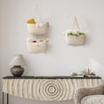 thumbnail image 5 of Over the Door Hanging Basket, 3-Tier Woven Cotton Wall-Mounted Storage Organizer Bag Decorative Hanging Nursery Baskets - Jute, 5 of 7
