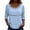 1-Light Blue, variant on 3/4 Sleeve Length Tops for Women Lace Patch Casual Dressy Blouses Trendy Shirts Round Neck Loose Fit Tunic Top