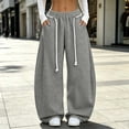 thumbnail image 7 of Vixolx Womens Wide Leg Sweatpants Decorative Drawstring Elastic Waist Baggy Barrel Pants with Pockets Casual Solid Color Trousers, 7 of 7