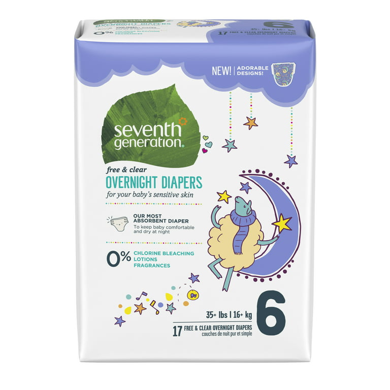 Seventh Generation Baby Diapers Protection, Size 6, 17 Count, Diapers &  Wipes