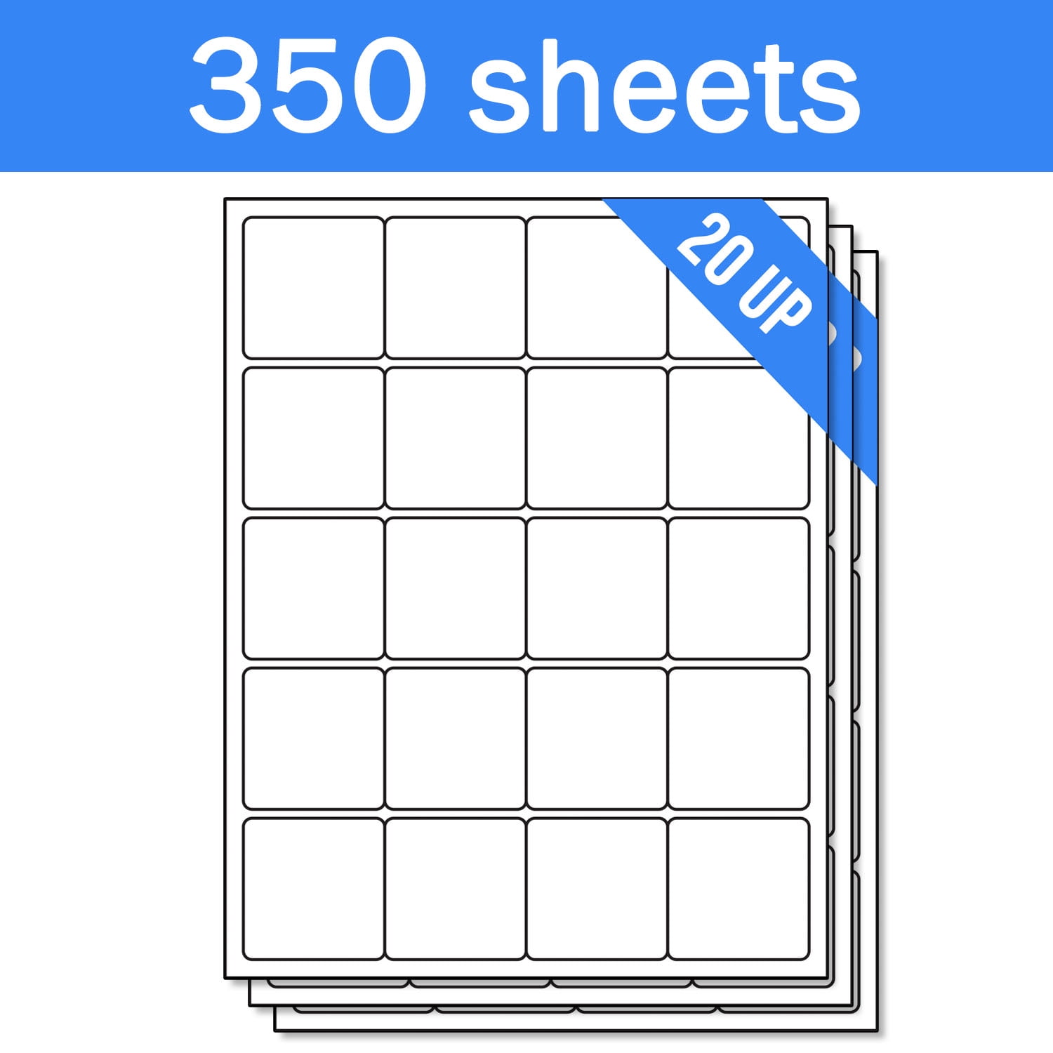 OfficeSmartLabels 2 x 2 inch Square Labels for Laser Inkjet Printers (20 Labels Per Sheet, White, 350 Sheets / 7000 Labels)