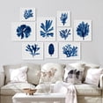 thumbnail image 3 of PixonSign Framed Canvas Print Wall Art Set - Navy Blue Watercolor Ocean Coral Posters - Collage Gallery Set of 9 Ocean Wildlife Abstract Geometric Illustrations Wall Décor for Home - White, 3 of 5