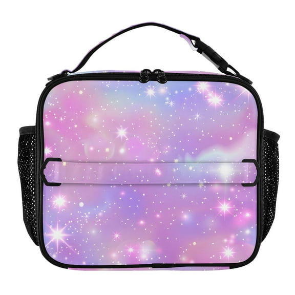 ALAZA Pink Sky with Stars Lunch Box Insulated Lunch Bag Cooler Tote with Shoulder Strap
