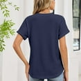 thumbnail image 6 of Paiwinds Women's Pocket Detail V-Neck Short Sleeve Pullover Blouse - Soft Polyester Cotton Blend Casual Top for Daily Wear, Errands & Relaxed Outings, 6 of 6