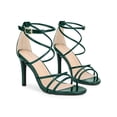 thumbnail image 4 of BLISSFUL STEP Stiletto Heel Strappy Straps Open Toe Sandals for Women Green 6, 4 of 6