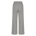 thumbnail image 5 of VERUGU Wide Leg Pants Women Casual Loose Elastic High Waist Palazzo Trousers with Pockets Summer Solid Lounge Drawstring Straight Full-Length Pants Beach Travel Vacation Outfits Gray L, 5 of 6