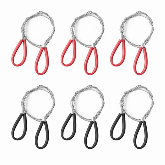 6Pcs Stainless Steel Cable Saw, Metal Wire Saw Hand Pocket String Emergency Rope Cutting Tools PVC Pipe Cutting Tool,6 * Stainless Steel Cable Saw,Black & Red