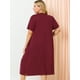 thumbnail image 5 of Women's Plus Size Nightgown Cat Print with Pocket Sleep Dress Sleepwear Burgundy 3X, 5 of 6