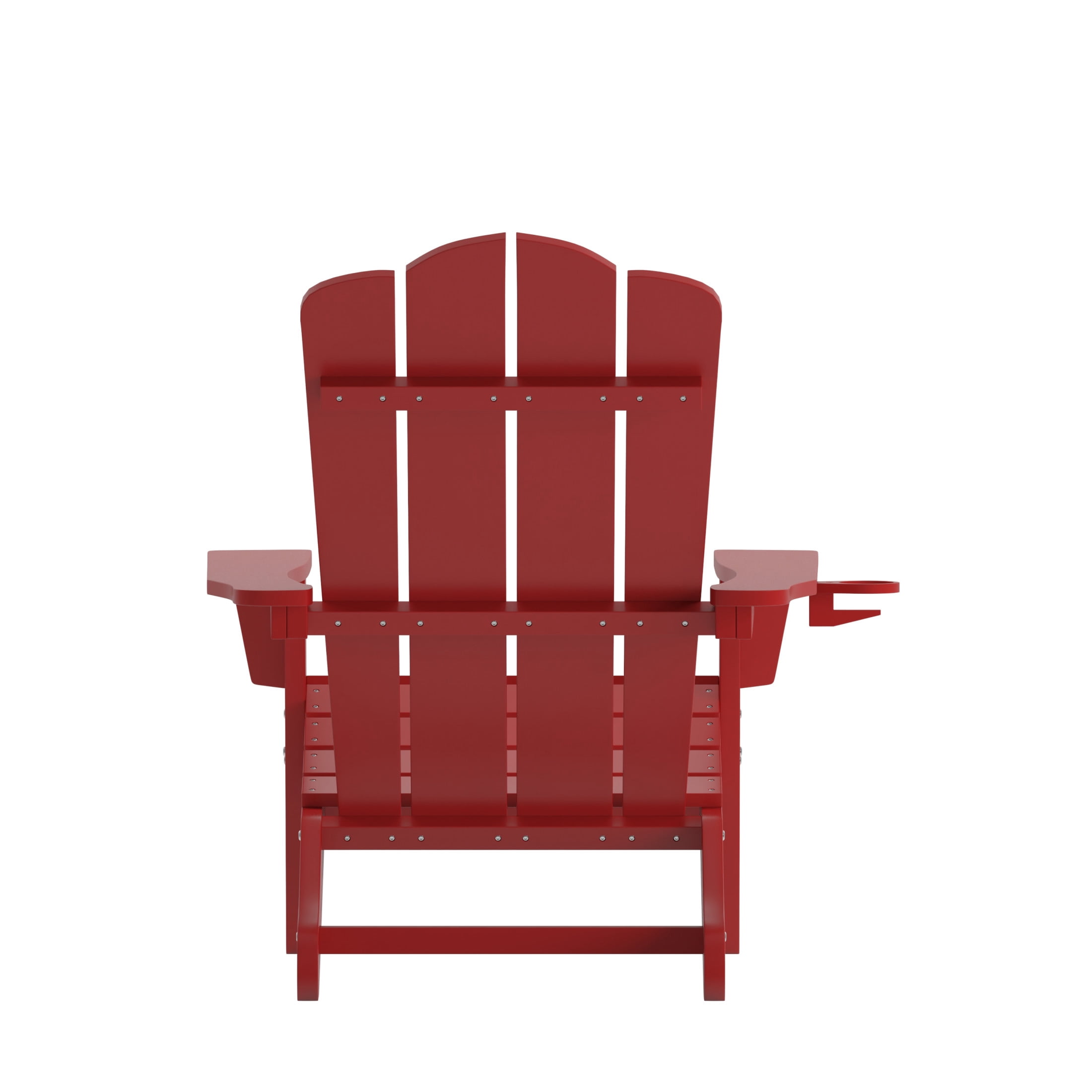 Flash Furniture Newport Adirondack Chair with Cup Holder, Weather Resistant HDPE Adirondack Chair in Red