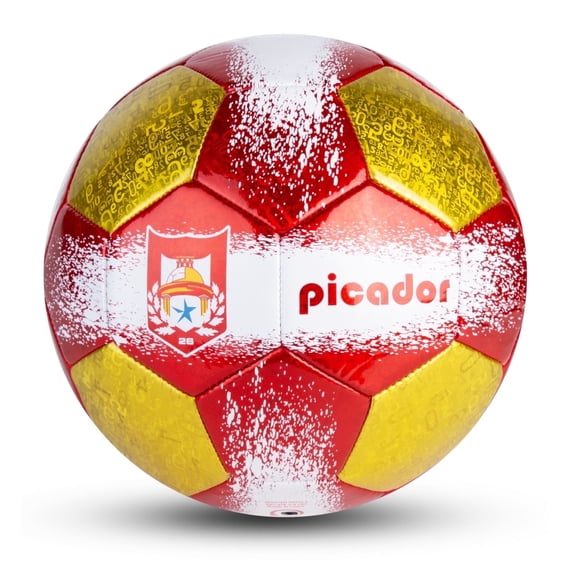 Size 4 Soccer Balls, Laser Leather Soccer Ball for Sport Training & Match Play - Vibrant Soccer Balls Gift Set with Pump for Kids and Youth(Red/Yellow)