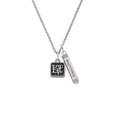 thumbnail image 2 of Delight Jewelry Silvertone Antiqued Square Seal - Love with Heart Silvertone Mother Daughter Bar Charm Necklace, 23", 2 of 4