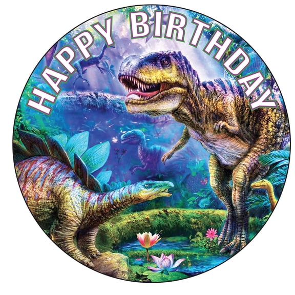 7.5 Inch Edible Cake Toppers – Dinosaur New Themed Birthday Party Collection of Edible Cake Decorations