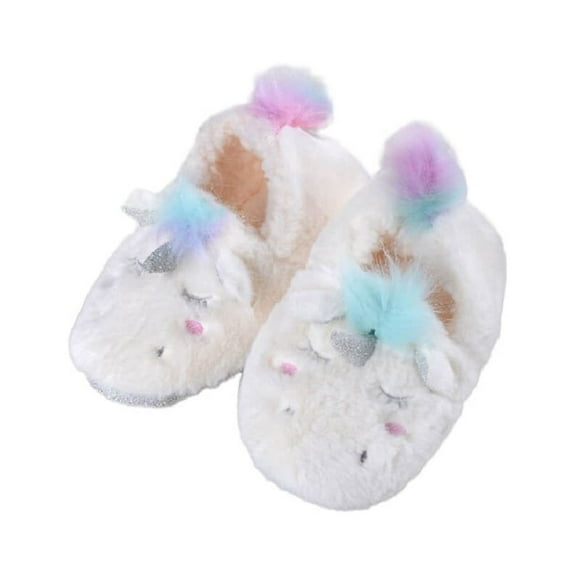 Unicorn Slippers/Cute Fluffy Girls Slippers/Cozy Plush Indoor Outdoor Women Slippers/Best Unicorn Gifts, White S/M
