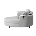 thumbnail image 7 of Barrel Chair, Modern Corduroy Upholstered Accent Barrel Chair with Storage Ottoman and Tray, Comfy Round Single Leisure Sofa Chair with 3 Pillows for Living Room Bedroom Office, Gray, 7 of 7