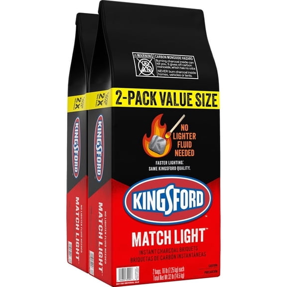 Kingsford Match Light Instant Charcoal Briquettes 2 Pack, 16 Lbs. Each