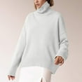 thumbnail image 4 of Lilgiuy Women's Turtleneck Pullover Sweaters 2023 Fall Winter Solid Color Long Sleeve Slouchy Oversized Knit Jumper Tops for Snowboarding Skiing, 4 of 5