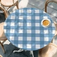 thumbnail image 3 of Blue White Plaid Table Cloth, Round Fitted Tablecloths with Elastic Edge, Gradient Geometric Buffalo Checkered Wipeable Waterproof Table Cover for Kitchen Wedding 36-44 Inches, 3 of 4