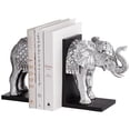 thumbnail image 2 of Dahlia Studios Hand Painted Silver Elephant Book-Ends 9 1/4" High, 2 of 7