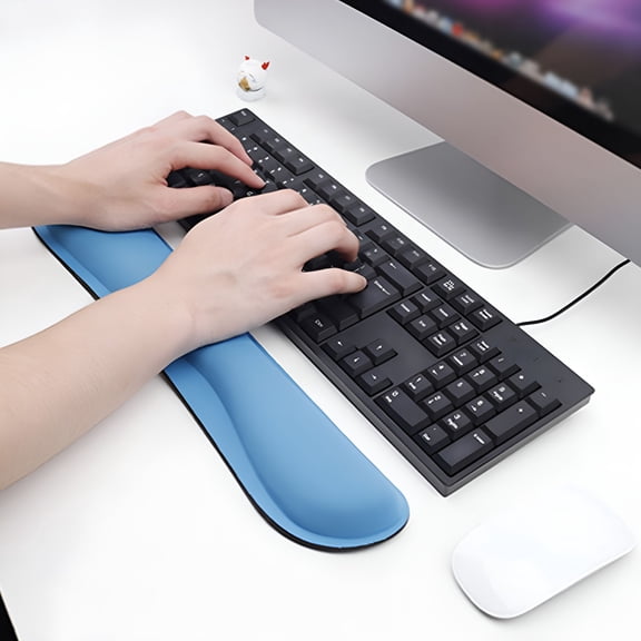 LAMIRO Ergonomic Memory Foam Keyboard Wrist Rest, Soft Computer Mouse Pad Cushion with Non-Slip Rubber Base for Office, Home, and Gaming Desk Setup