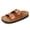 Brown, variant on Women's Cork Footbed Sandals with Arch Support, Adjustable Double Buckle Slip-On Slides, Open Toe Flat Sandals with PU Upper for Summer