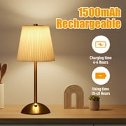 DAYBETTER Cordless Table Lamp, 12 Brass Rechargeable Cute Desk Light, Touch Lamp with Dimmable 3 Option Lights for Modern Office Home Decor