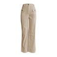 thumbnail image 4 of yunLCZ Women's Straight Leg Pants High Wa Women's Solid Color Fashionable Casual Pocket Cotton Linen Waist Wide Leg Pants, 4 of 4