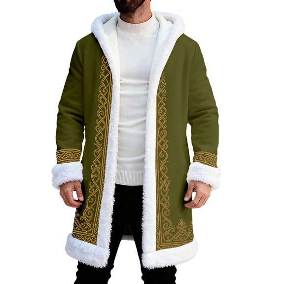 Christmas Cardigan Santa Jacket Coat for Men Hoodies Trim Warm Fashion Claus Adult Suit Outfit