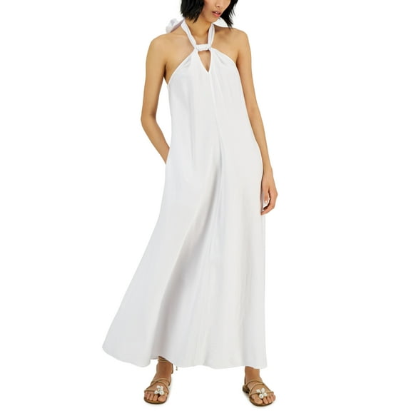 INC International Concepts Halter Maxi Dress Bright White S