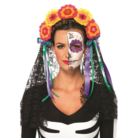 Leg Avenue Day Of The Dead Flower Headband Adult Halloween Costume