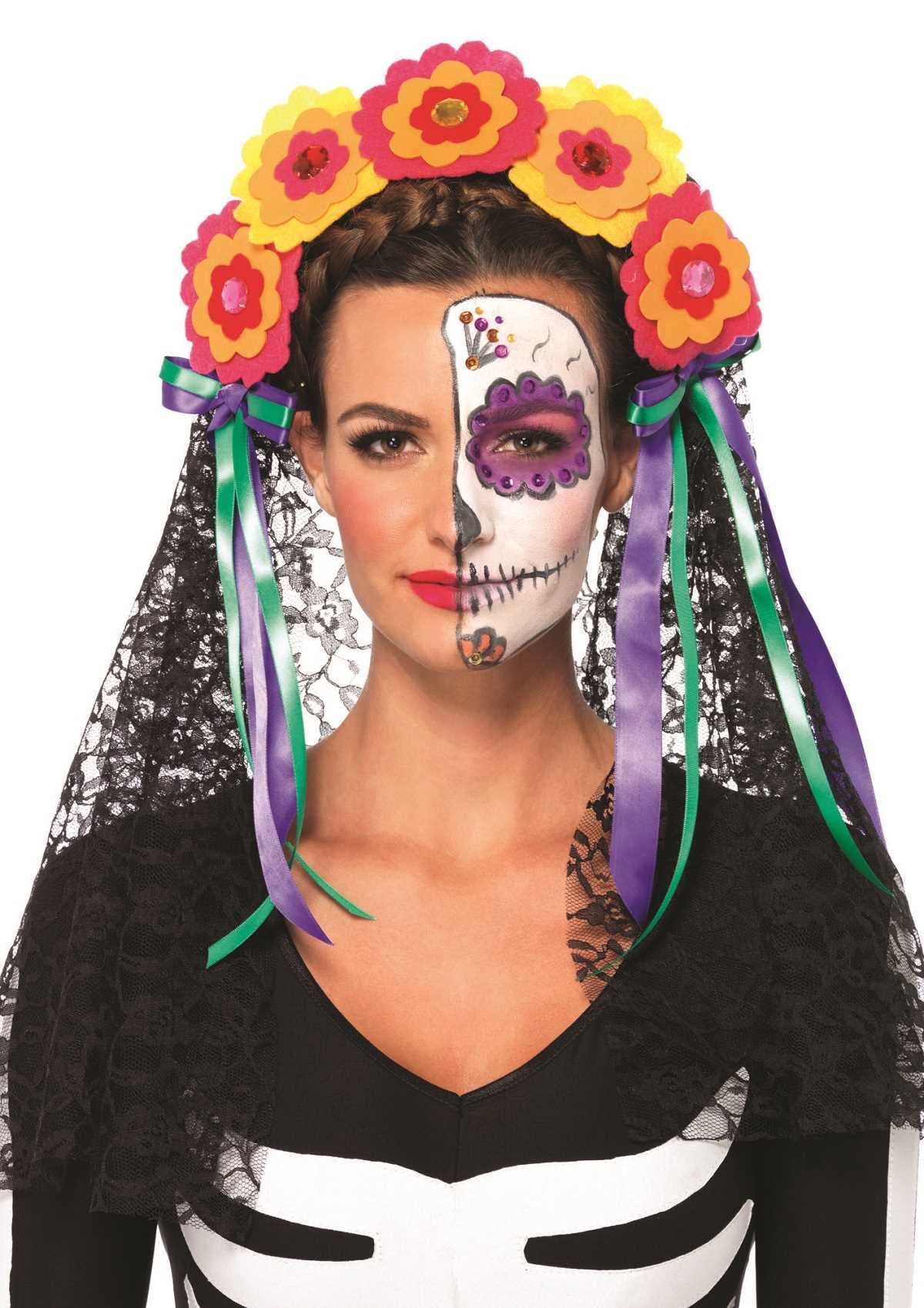 Halloween Day of the Dead Veil Fancy Dress Party Costume Accessory 