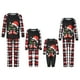 thumbnail image 1 of Pijama de Navidad familiar de manga larga Papá Noel sombrero botas blusa impresa + traje de pantalones a cuadros ; Niños-6-7 Año, 1 of 5