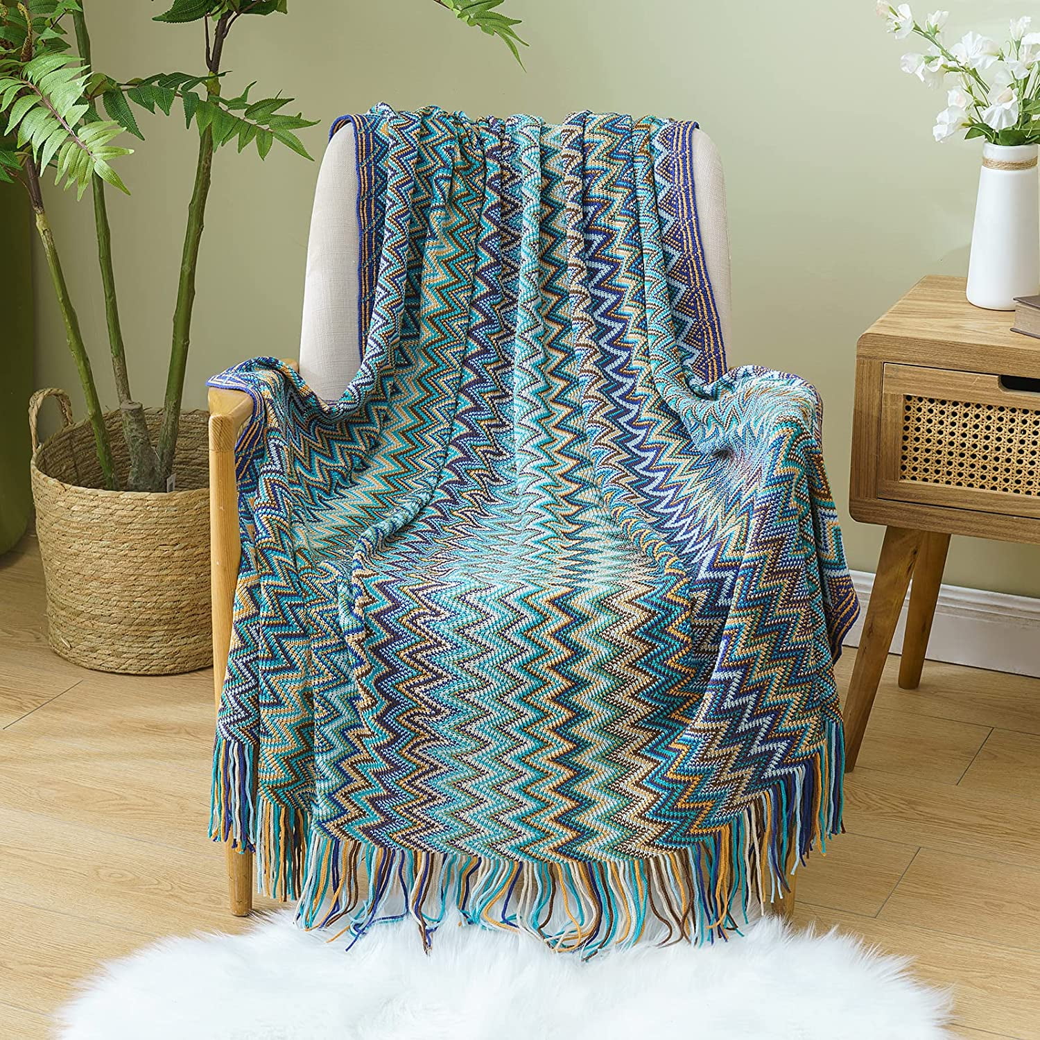 Bethany Throw Blanket W/ Fringe