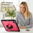 thumbnail image 6 of Case for iPad Air 11 Inch 2024 A2902/A2899/A2900, Silicone PC Protective Cover with Pencil Holder Shoulder Strap & 360 Degree Rotating Hand Strap Kickstand 2 In 1 Case Cover, Rose, 6 of 12