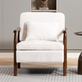 thumbnail image 2 of PAPROOS Accent Chair with Storage, Mid Century Corduroy Reading Chair with Pillow, Wood Frame Upholstered Armchair for Living Room Bedroom, White, 2 of 10