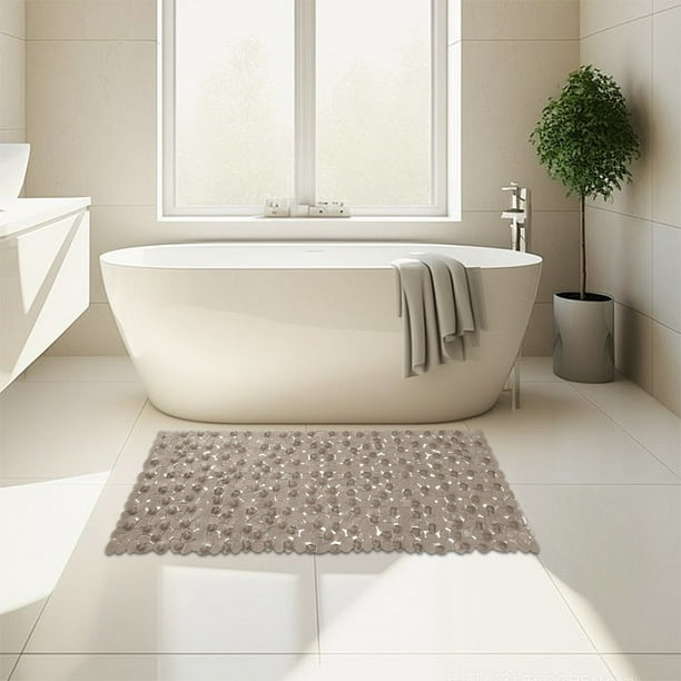 Piscina Baño Non Slip Mat Pvc Pequeñas Piedras, Baño Pequeño Mat, Estilo Pequeño, Antihridos, Impermeable, Durable, Lavable, Para Baño Pequeño, Material Pvc, Piedras Estilizadas, Para Baño
