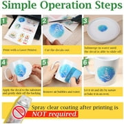 Koala Clear Waterslide Decal Paper for Laser Printer, Clear Water Transfer Paper for Glass, Mugs, 8.5x11 inches, 20 Sheets