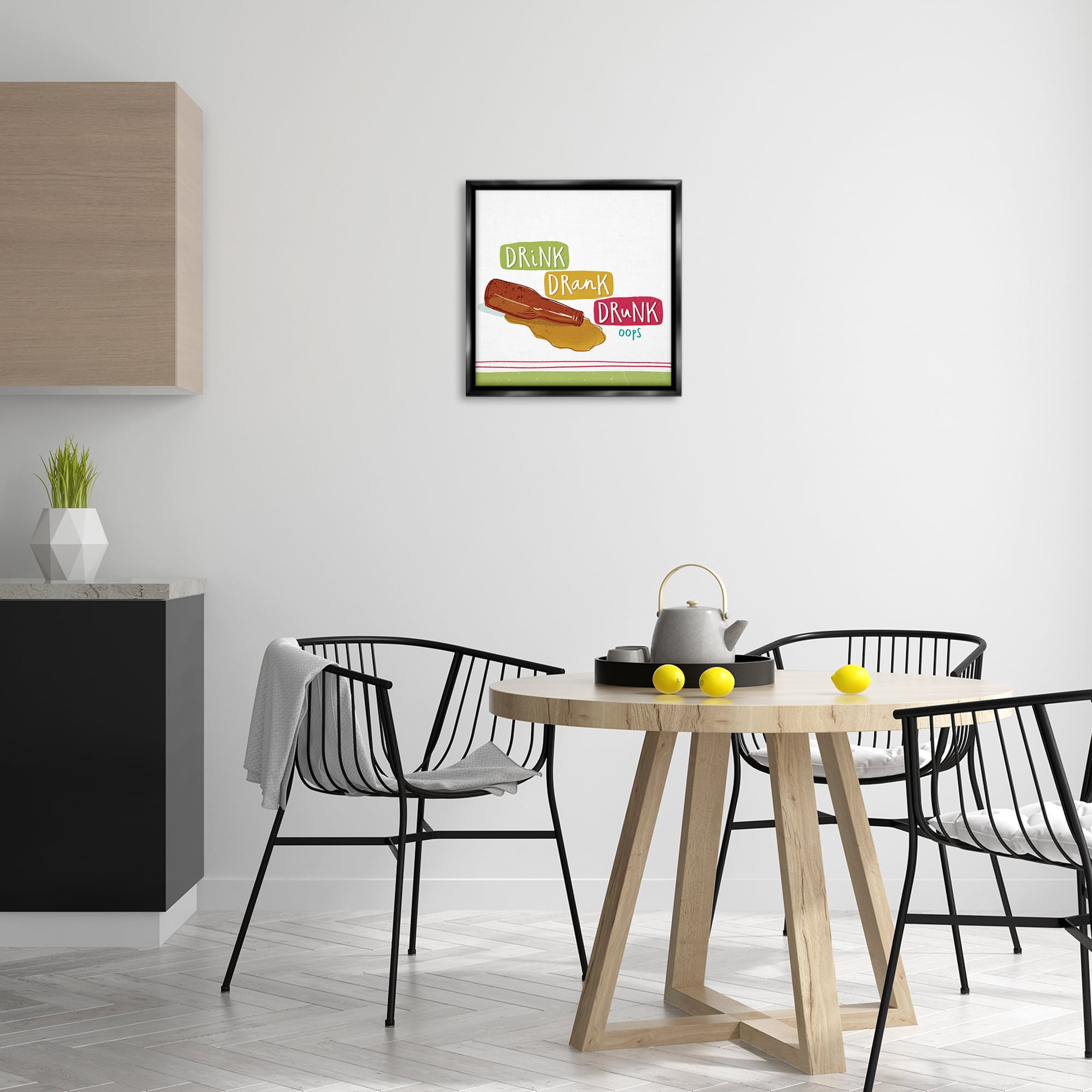 Stupell Industries Drink Drank Drunk Food & Beverage Painting Black Floater Framed Canvas Art Print Wall Art, 18 x 18