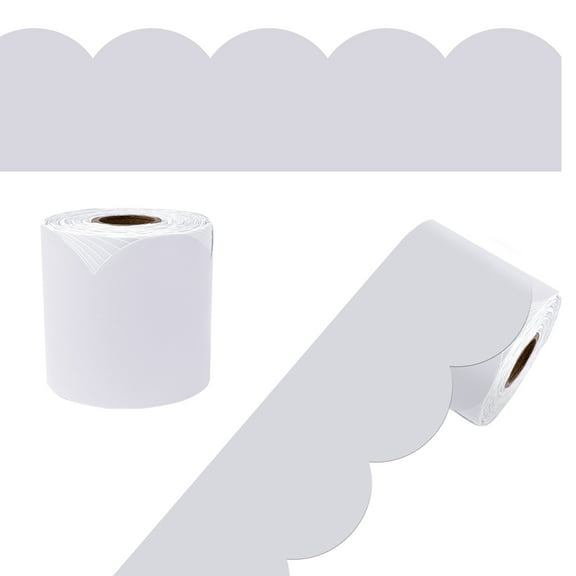 Carson Dellosa 65' Whisper Gray Rolled Scalloped Bulletin Board Borders (1 roll)